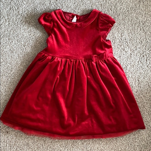 h&m red velvet dress
